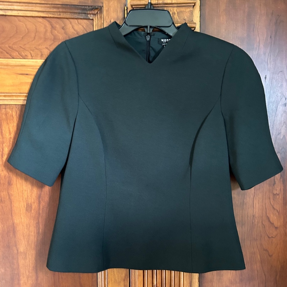 Worth New York Black Short Sleeves Blouse, Size 10